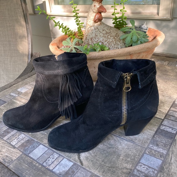 Sam Edelman Black Suede Fringed booties - Picture 3 of 6